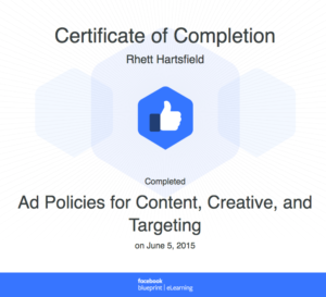 Facebook AD Policies for Content, Creative and Targeting award